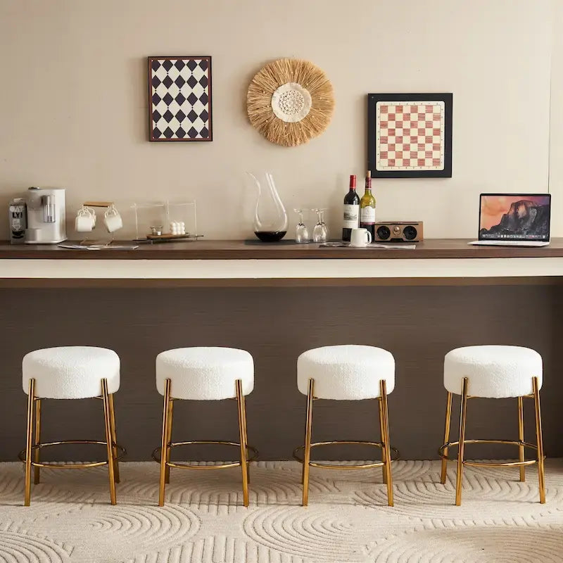Beige+Gold Modern 20 Barstools (Set of 2)