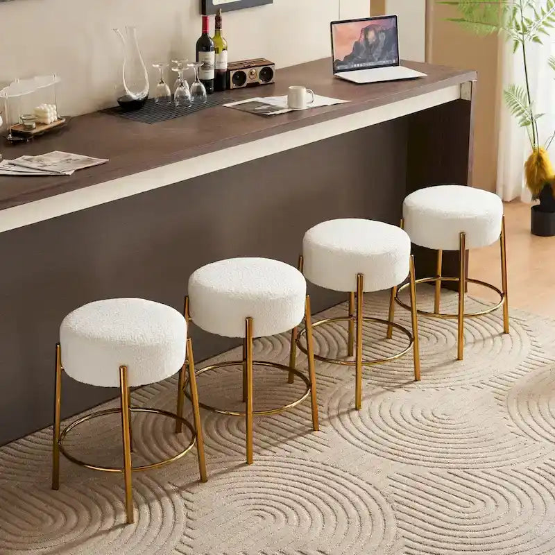Beige+Gold Modern 20 Barstools (Set of 2)