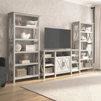 TV Stand 60"W with 2 Bookcases 65" TV Farmhouse X-Pattern 3-Piece Set Cable Management