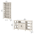 TV Stand 60"W with 2 Bookcases 65" TV Farmhouse X-Pattern 3-Piece Set Cable Management