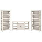 TV Stand 60"W with 2 Bookcases 65" TV Farmhouse X-Pattern 3-Piece Set Cable Management