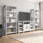 TV Stand 60"W with 2 Bookcases 65" TV Farmhouse X-Pattern 3-Piece Set Cable Management