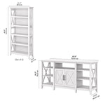 TV Stand 60"W with 2 Bookcases 65" TV Farmhouse X-Pattern 3-Piece Set Cable Management
