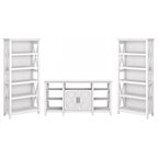 TV Stand 60"W with 2 Bookcases 65" TV Farmhouse X-Pattern 3-Piece Set Cable Management