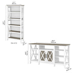 TV Stand 60"W with 2 Bookcases 65" TV Farmhouse X-Pattern 3-Piece Set Cable Management