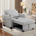 Convertible Chair Bed 3-in-1 36.6"W USB Ports Cup Holders 3 Recline Angles Steel 330 LBS