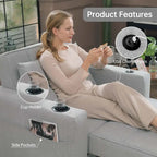 Convertible Chair Bed 3-in-1 36.6"W USB Ports Cup Holders 3 Recline Angles Steel 330 LBS