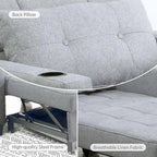 Convertible Chair Bed 3-in-1 36.6"W USB Ports Cup Holders 3 Recline Angles Steel 330 LBS