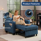 Convertible Chair Bed 3-in-1 36.6"W USB Ports Cup Holders 3 Recline Angles Steel 330 LBS