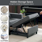 Convertible Chair Bed 3-in-1 36.6"W USB Ports Cup Holders 3 Recline Angles Steel 330 LBS