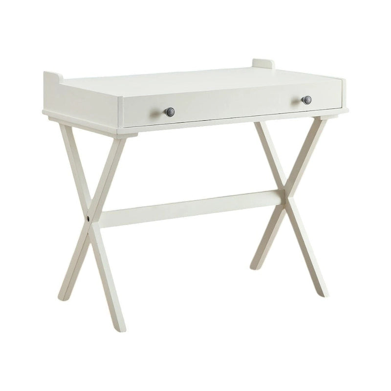 HomeRoots 34 Antiqued White Wood Flip Top Desk