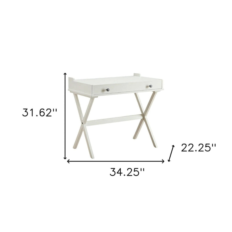 HomeRoots 34 Antiqued White Wood Flip Top Desk