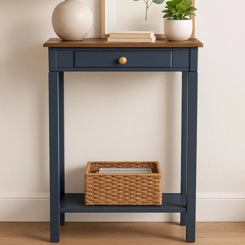 Marnie Two-tone 1-drawer Solid Wood Console Accent Table with Shelf by East at Main
