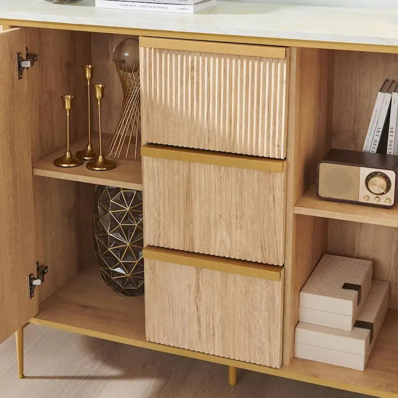 54 Modern Fluted Buffet Cabinet, Buffet Table, Coffee/Wine Bar