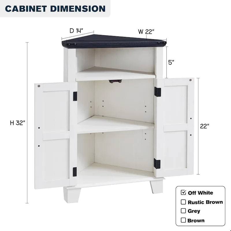 Farmhouse Corner Bathroom Cabinet, Small Corner Cabinet with Barn Door - N/A