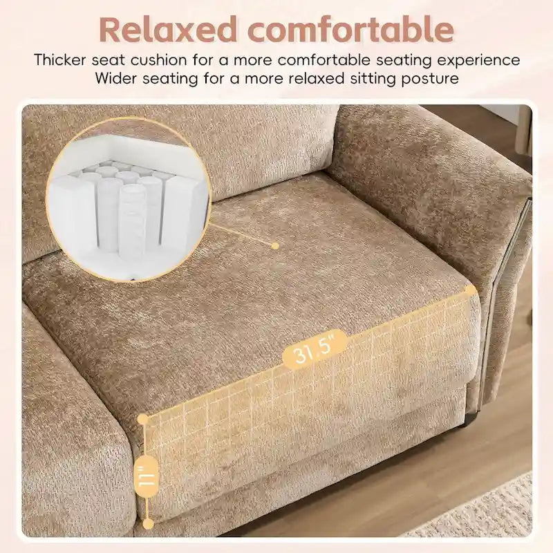 110 Modular Sectional Sofa, L-Shape Sofa with USB and Type-C Charger