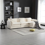 112" L-Shaped Sectional Sofa - 3-Seater Chenille Fabric Couch with Chaise, Detachable Armrests, 500lb Capacity, Living Room Furniture