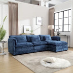 112" L-Shaped Sectional Sofa - 3-Seater Chenille Fabric Couch with Chaise, Detachable Armrests, 500lb Capacity, Living Room Furniture