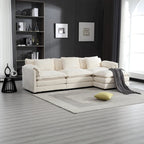 Modular L-Shaped Sectional Sofa, Chenille Fabric 3-Seater Sofa Couch with Chaise and Detachable Armrests for Living Room