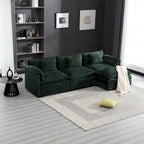 112" L-Shaped Sectional Sofa - 3-Seater Chenille Fabric Couch with Chaise, Detachable Armrests, 500lb Capacity, Living Room Furniture