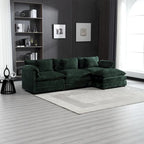 112" L-Shaped Sectional Sofa - 3-Seater Chenille Fabric Couch with Chaise, Detachable Armrests, 500lb Capacity, Living Room Furniture