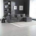 112" L-Shaped Sectional Sofa - 3-Seater Chenille Fabric Couch with Chaise, Detachable Armrests, 500lb Capacity, Living Room Furniture