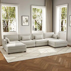 6-Piece U Shaped Couch Modular Sectional Sofa with Ottoman
