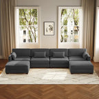 6-Piece U Shaped Couch Modular Sectional Sofa with Ottoman