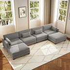 6-Piece U Shaped Couch Modular Sectional Sofa with Ottoman