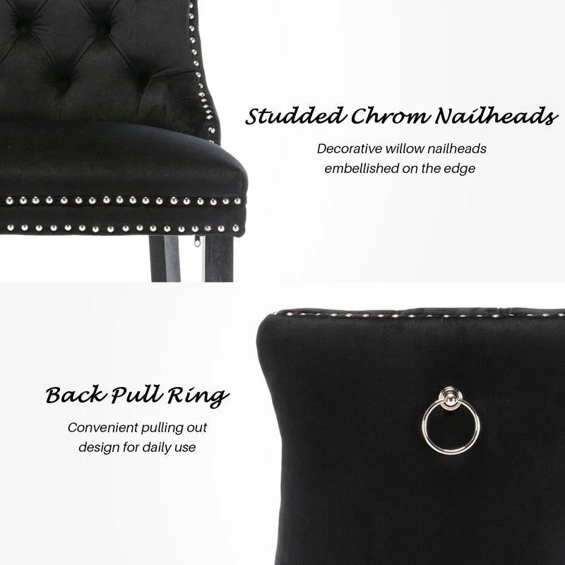 Contemporary Velvet Upholstered Counter Bar Stools Set of 4