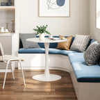 Mid-Century Modern Round Kitchen or Dining Table with Steel Pedestal Base for Dining Room - 31.5