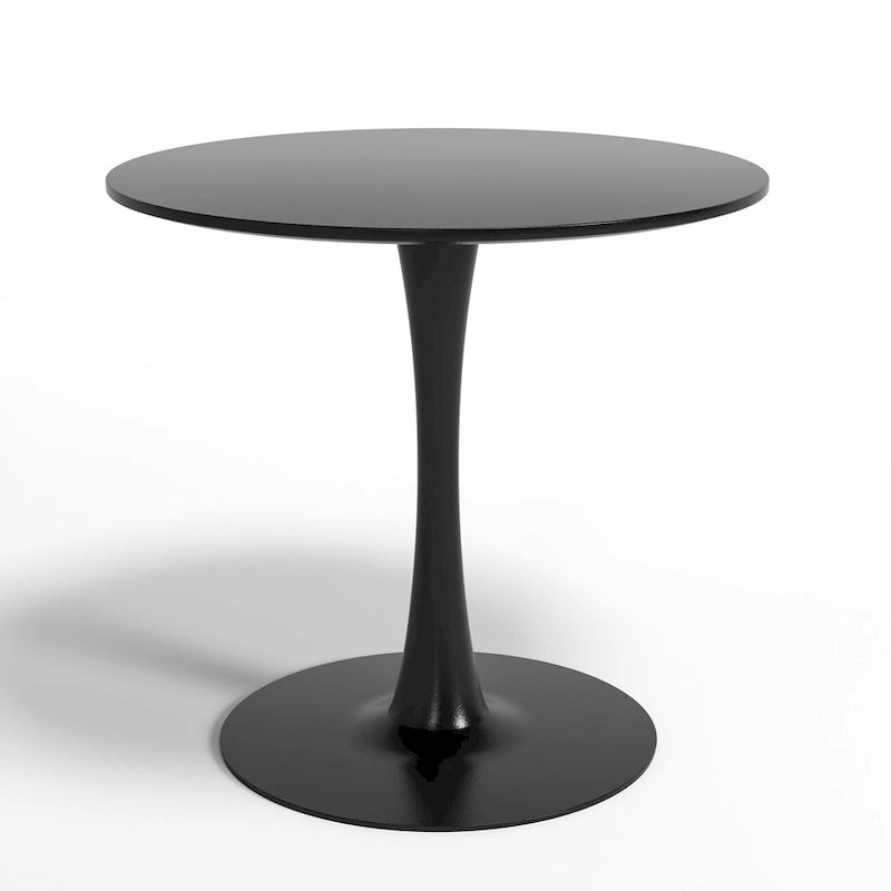 Mid-Century Modern Round Kitchen or Dining Table with Steel Pedestal Base for Dining Room - 31.5