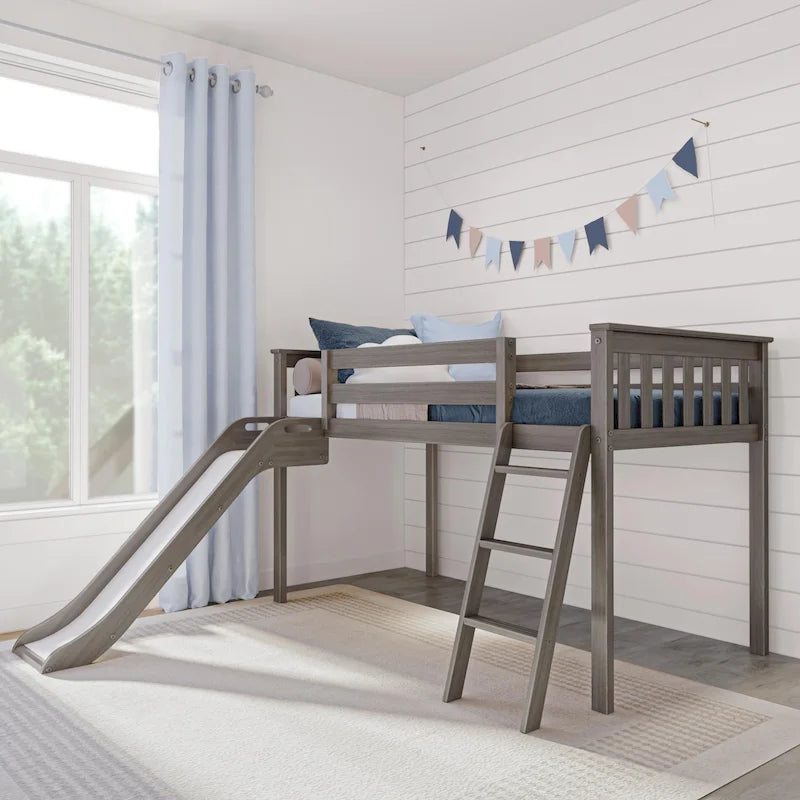 Max and Lily Classic Twin-Size Low Loft with Easy Slide