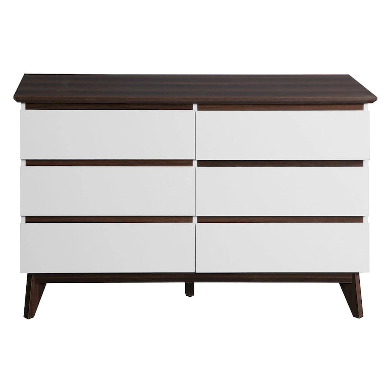 6-Drawer White Wood Dresser