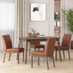 Mid-Century Dining Chairs Set of 4 - Channel Stitch Upholstery, Rubberwood Legs, Walnut Finish, 300 lbs Capacity