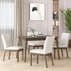 Mid-Century Dining Chairs Set of 4 - Channel Stitch Upholstery, Rubberwood Legs, Walnut Finish, 300 lbs Capacity