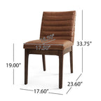 Mid-Century Dining Chairs Set of 4 - Channel Stitch Upholstery, Rubberwood Legs, Walnut Finish, 300 lbs Capacity