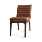 Mid-Century Dining Chairs Set of 4 - Channel Stitch Upholstery, Rubberwood Legs, Walnut Finish, 300 lbs Capacity