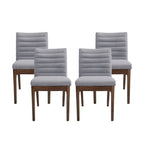 Mid-Century Dining Chairs Set of 4 - Channel Stitch Upholstery, Rubberwood Legs, Walnut Finish, 300 lbs Capacity
