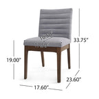 Mid-Century Dining Chairs Set of 4 - Channel Stitch Upholstery, Rubberwood Legs, Walnut Finish, 300 lbs Capacity
