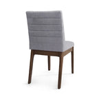 Mid-Century Dining Chairs Set of 4 - Channel Stitch Upholstery, Rubberwood Legs, Walnut Finish, 300 lbs Capacity