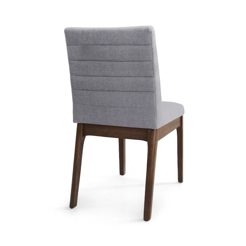 Mid-Century Dining Chairs Set of 4 - Channel Stitch Upholstery, Rubberwood Legs, Walnut Finish, 300 lbs Capacity