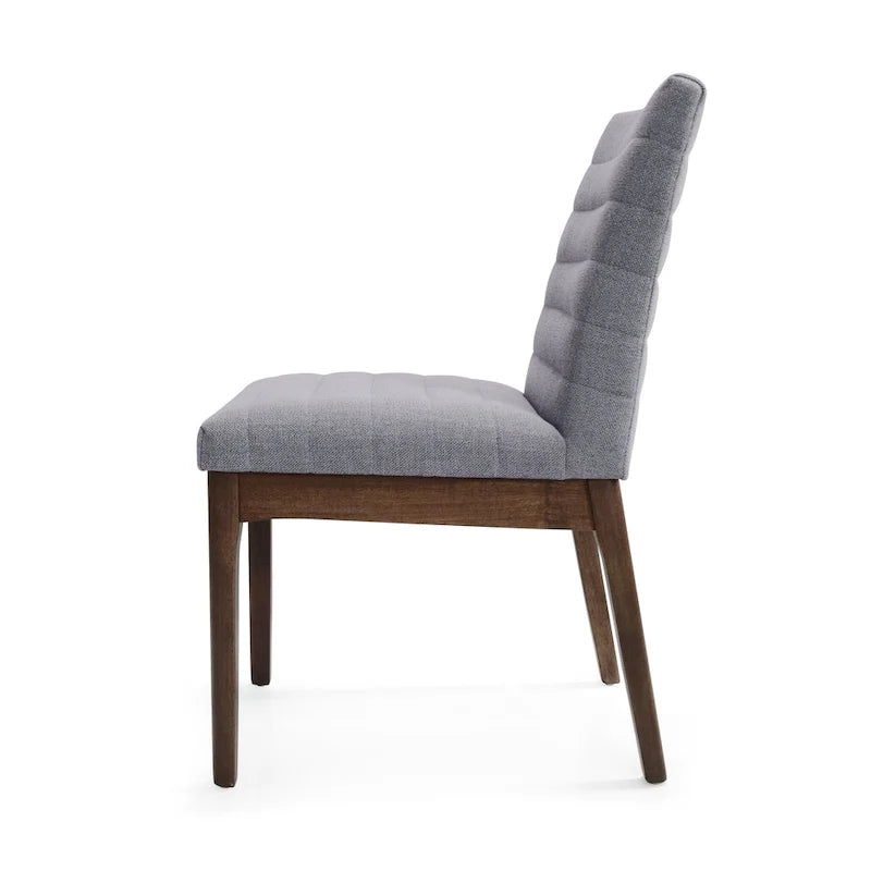 Mid-Century Dining Chairs Set of 4 - Channel Stitch Upholstery, Rubberwood Legs, Walnut Finish, 300 lbs Capacity