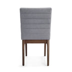 Mid-Century Dining Chairs Set of 4 - Channel Stitch Upholstery, Rubberwood Legs, Walnut Finish, 300 lbs Capacity