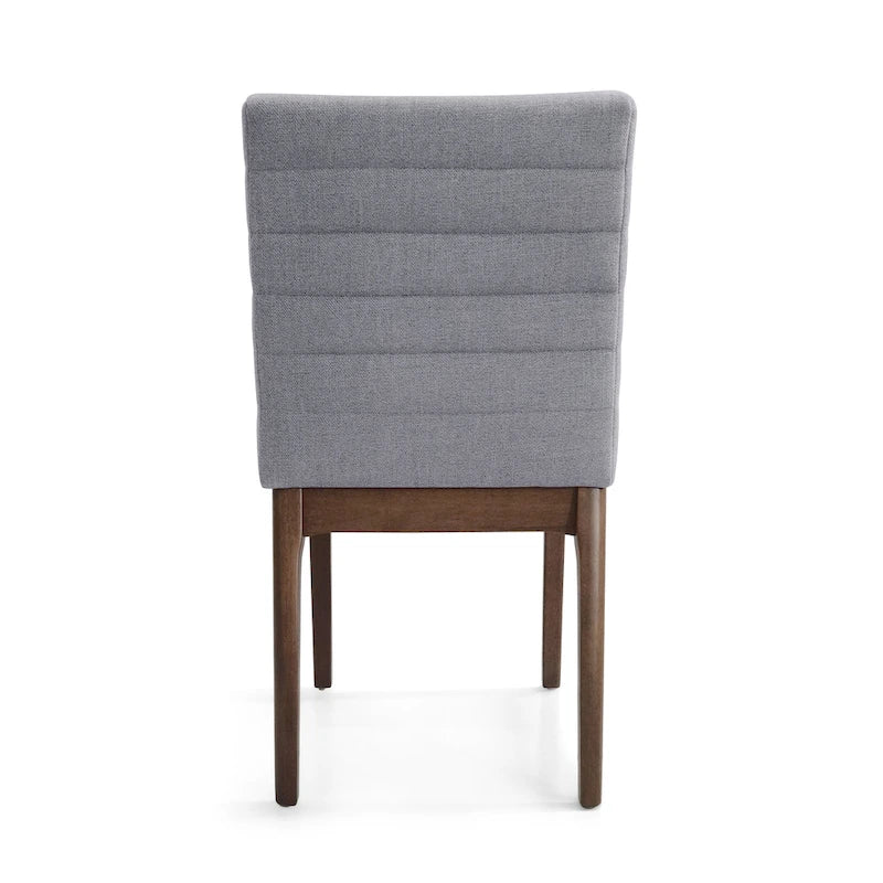 Mid-Century Dining Chairs Set of 4 - Channel Stitch Upholstery, Rubberwood Legs, Walnut Finish, 300 lbs Capacity