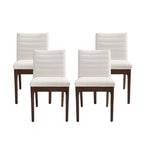 Mid-Century Dining Chairs Set of 4 - Channel Stitch Upholstery, Rubberwood Legs, Walnut Finish, 300 lbs Capacity