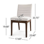 Mid-Century Dining Chairs Set of 4 - Channel Stitch Upholstery, Rubberwood Legs, Walnut Finish, 300 lbs Capacity