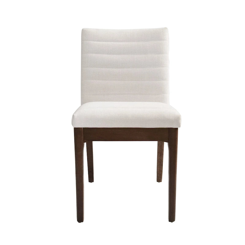 Mid-Century Dining Chairs Set of 4 - Channel Stitch Upholstery, Rubberwood Legs, Walnut Finish, 300 lbs Capacity