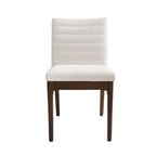 Mid-Century Dining Chairs Set of 4 - Channel Stitch Upholstery, Rubberwood Legs, Walnut Finish, 300 lbs Capacity