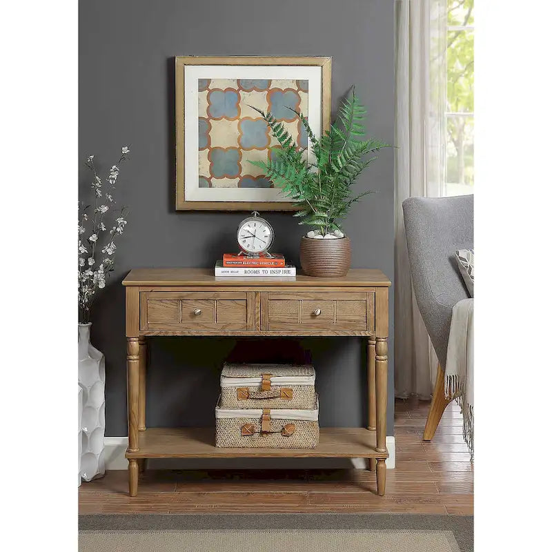 Convenience Concepts French Country 2 Drawer Hall Table with Shelf